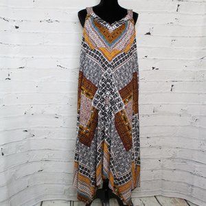 INC International Concepts Plus Patchwork Handkerchief Hem Dress